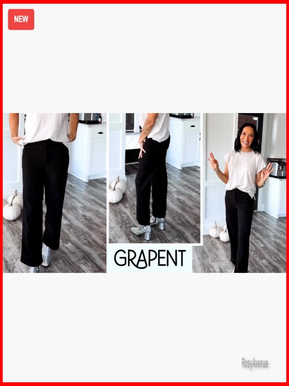 High Waisted Wide Leg Corduroy Pants with Pockets, Elastic Waist, Fall Business - Picture 7 of 7